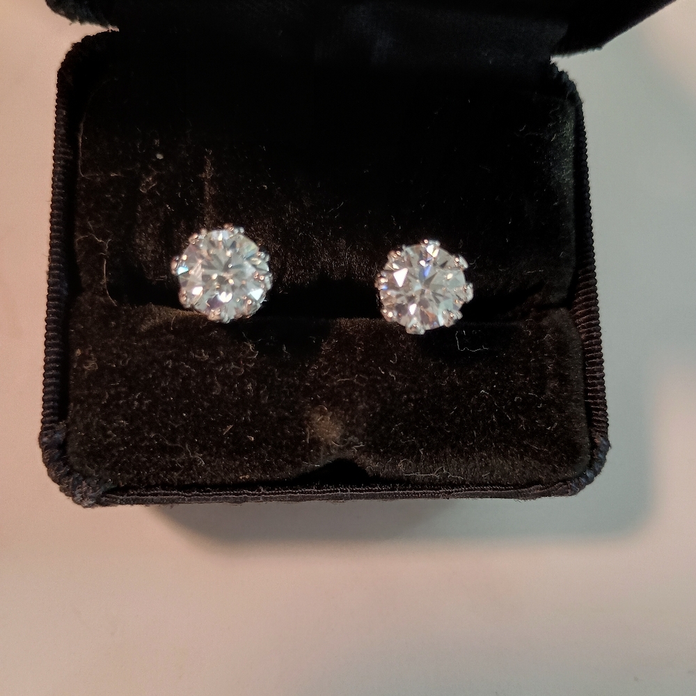 3.06 Ct Moissanite Diamond 925 Sterling Silver Engagement Earrings
